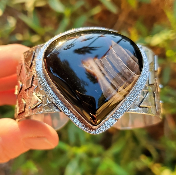New Banded Agate 925 Silver Cuff Bracelet. - Picture 14 of 15